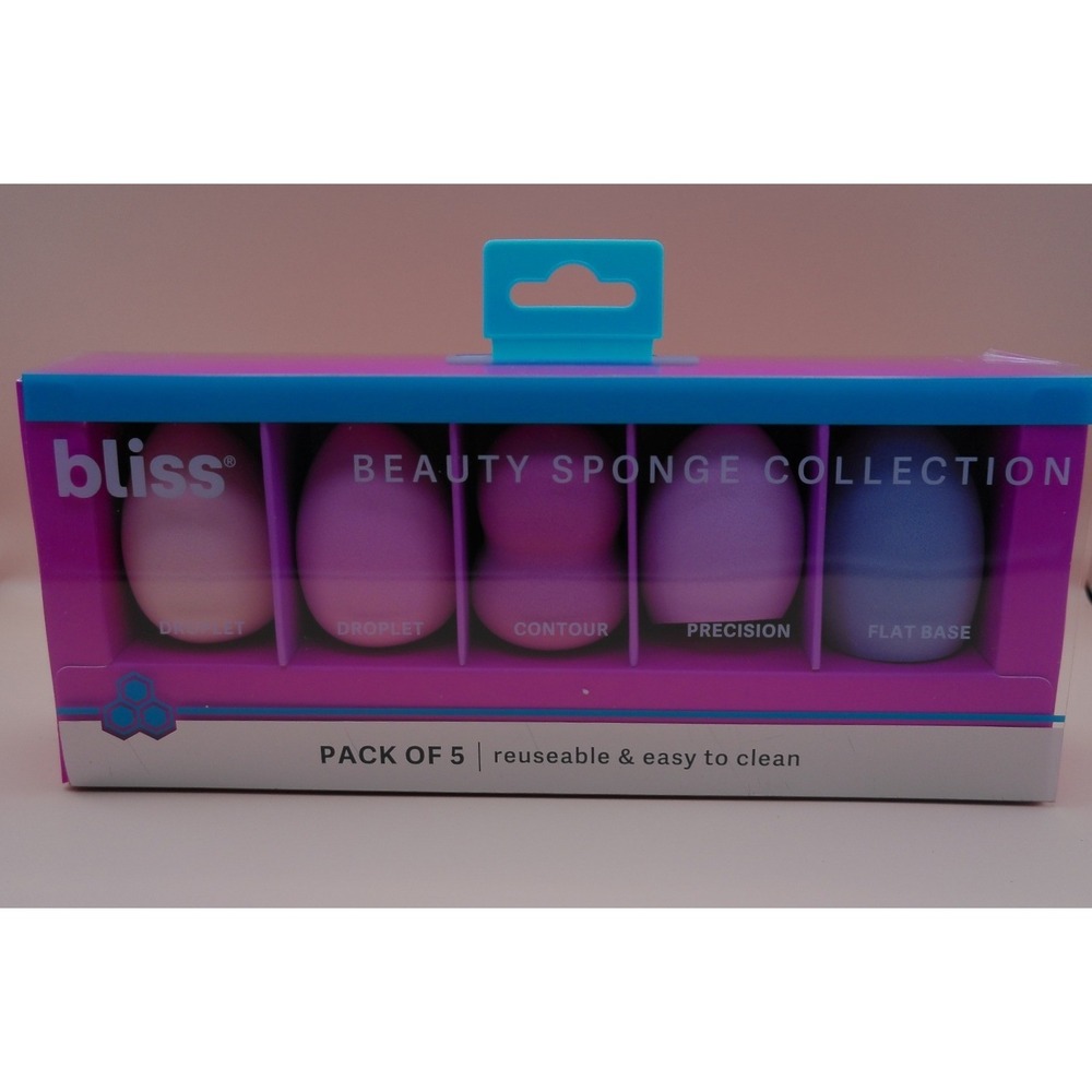 Bliss Beauty Sponge Collection 5-Pack Makeup Blenders Pink Purple Set NEW